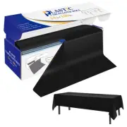 Plastic Table Cover Roll Black Disposable Table Cloth 54 in x 100 Ft, Plastic...