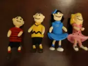 Handmade Peanuts Charlie Brown Lucy Linus & Sally Toy Display 5" Set Posable