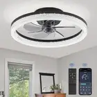 20" Low Profile Ceiling Fan with Light and Remote, Dimmable Modern Flush Moun...