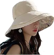 [HEVIBK] Reversible Bucket Hat Women UV Sun Protection Wide Brim Bucket Hat Summer Beach Travel