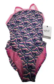 Dolfin Uglies Women's One Piece Print Strap Back Swimsuit. Sz 26 NEW TAGS PINK