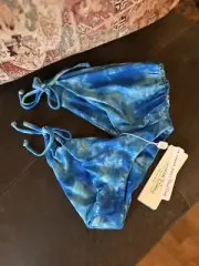 Beach Bunny x Chanel Iman Skimpy Chanel Blue Tie Dye Bikini Bottom Size XS NWT