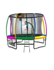 Kahuna 16ft Round Spring Trampoline Free Safety Net Pad Cover Mat Ladder Basketball SetRainbow