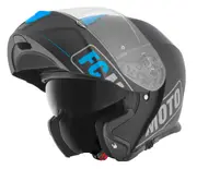 FC-Moto Novo Straight Helmet, black-blue, Size L for Men Black Blue