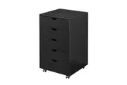 5 Drawer File Cabinet Mobile Document Filing Organiser Home Office Storage Chest Cupboard Printer Stand Black 40x38x68cm