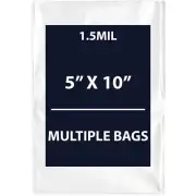 1.5Mil 5" X 10" | LDPE Clear Flat Poly Bags, Flexible & Durable | Multiple Bags