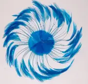 6 Pieces FULL FEATHER PINWHEELS - TURQUOISE Hackle Feathers; Headbands/Hats