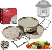 Multi-Purpose 3 Tier Stackable Steamer Pans with Lids for Instant Pot Cooking