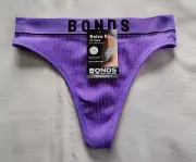 Bonds Ladies WU8HA RFQ Hyper Violet Retro Rib Hi Gee G String Brief Size 12 New