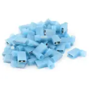 Auto Elec Terminals (10 Pack) - BLUE Flat Spade - Female 4mm - 90 Degree wire in