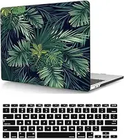 Laptop Hard Shell Case Compatible with New MacBook Pro 16 inch with Touch ID 2021/2023 Release Model M1 A2485/A2780 M2 Pro/Max Chip, Plastic Hard Shell Case Cover & Keyboard Cover, Leaves