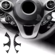 Black Steering Wheel Button Cover Sticker Carbon Fiber For Smart Fortwo Forfour (for: Smart)