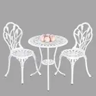Dominique 3 Piece Cast Aluminium Round Balcony Table Set White