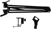 Boom Arm Microphone Stand Iron Plastic Desktop Mic Stand Adjustable Table Mic with Desk Clamp for Live Broadcasts