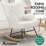 ALFORDSON Rocking Chair Armchair Lounge Accent Chair Boucle White