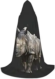 VPPUR Animal Rhino Print Unisex Hooded Cloak For Carnival Theme Party Decorations Witch Costume Cosplay