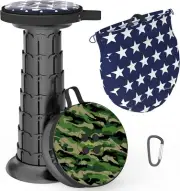 20.4“Telescoping Stool with Cushion,Portable Camping Stool More Sturdy Capaci...