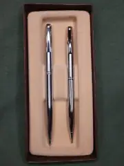 Sheaffer USA White Dot Triumph Chrome Reminder Clip Ballpoint Pen & Pencil Set