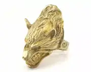 Wolf Beast Adjustable Ring Raw Brass (18mm 7.5US inner size -Adjustable ) OZ2932