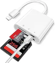 Lightning to SD Card Camera Reader for iPhone iPad, Apple MFi Certified Veetone Dual Card Slot Micro SD/SD Memory Card Reader Adapter, Trail Game Camera Viewer, Plug and Play No App Required