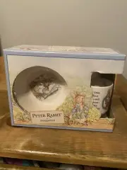 Vintage Wedgwood Peter Rabbit 3- Piece Plate, Bowl And Mug Set 1991