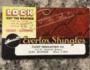 Everlox Asphalt Shingles Ink Blotter Flint, MI Card Ad