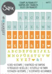 Sizzix A5 Clear Stamps (60PK) w/ Framelits Die (10PK) - Tab Stamp Alpha by 49 an