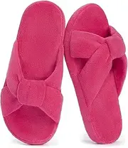 [LazyStep] Women's Crossband House Slippers, Open Toe House Shoes, Slip on Slides Indoor Outdoor