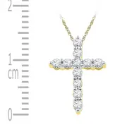 10k Yellow Gold Round Diamond Cross Religious Pendant 1/3 Cttw