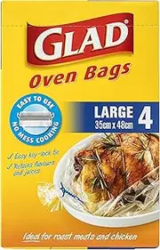 [Glad] Oven Bags, Large Sized Oven and Microwave Safe Cooking Bags, 35cm x 48cm, 4 Count