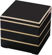 J-Kitchens Excursion Lunch Box, Made in Japan, 3-Tier, 8 Inches, School Store, Black Plunge Gold, 9.4 x 9.4 x 7.6 inches (23.9 x 23.9 x 19.2 cm)