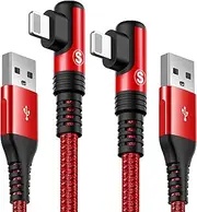 iPhone Charger Cable Right Angle 2-Pack 2m, [Apple MFi Certified] Ligtning Cable Fast Charging Nylon Braided Compatible with iPhone 14/13/12/11 Pro Max/XS MAX/XR/XS/X/8/7/Plus/6S/6/SE/5S/iPad