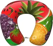 SKKNT Fresh Fruits Pineapple Print Lightweight Travel Neck Pillow U-Shaped Memory Foam Head Neck for Airplanes