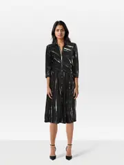 Abstract Stripe Pattern Shirt Dress