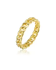 Genevive 14K Over Silver CZ Chain Band Ring