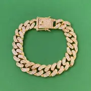 Titanium Steel Link Chain Bracelet for Men Women,CZ Cubic Zirconia Belracelet