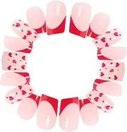 FOMIYES Heart Design Fake Nails 24 Pack Short Nail Tips Full Cover Press on Nails for Women Girls Diy Nail Art Kit Valentine's Day Present
