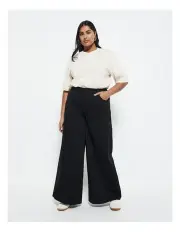 [Commonry] Elasticated Wide Leg Jean in Black