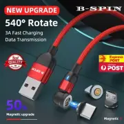Magnetic 540 Fast Charging Cable Cord Charger For Type-C Micro USB iPhone 15
