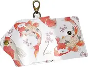 Rainbow Carps PU Leather Car Key Chain Card Holder with 6 Hooks & 1 Keychain/Ring