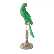 Singa Brass & Ceramic Parrot on Stand in Green