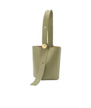 Medium Pebble bucket in mellow calfskin One size Eucalyptus green