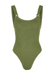 Hunza G Domino Seersucker Swimsuit, Swimsuit, Khaki - One Size One Size