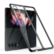 Samsung Galaxy Z Fold 3 5G Clear Case Luxury Plating Transparent Hard PC Back Cover (Black)