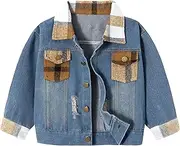[Volunboy] Toddler Boys Denim Jacket Kids Ripped Jean Coat Button Down Casual Patchwork Outerwear