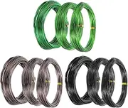 uxcell 1mm/1.5mm/2mm Bonsai Training Wire, 9 Roll Floral Wire Stems Anodized Aluminum Tree Wire 49.2 Feet for Gardening Branch Fixing, Black/Brown/Green