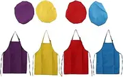 IsMwav 8-Piece Children's Apron and Chef Hat Set, Adjustable, with 2-Pocket Kitchen Apron Apron