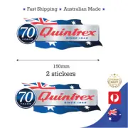 Quintrex 15cm Fishing Boat fishing 70 years anniversary Sticker Decal 2 pack