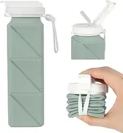 ZCOINS Collapsible Water Bottle, Food-Grade BPA-Free Silicone Travel Bottle, 620ml Foldable Water Bottle for Sports Gym Camping Hiking Lightweight Durable (1 Pack-Green)