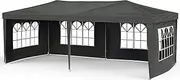 Oppsbuy 3x6M Gazebo Canopy Tent Marquee Outdoor Wedding Patio Party Tent, Waterproof PE Garden Shed Folding Patio Carport Sun Shelter, with 4 Detachable Sidewalls, Grey